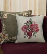 Buta Embroidered Cushion Cover 16x16 – Floral Decorative Pillow for Sofa, Couch & Living Room Décor