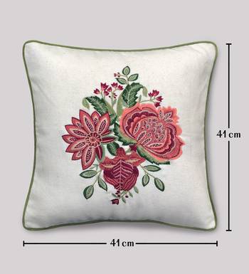 Buta Embroidered Cushion Cover 16x16     Floral Decorative Pillow for Sofa, Couch & Living Room D  cor 4