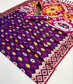 Soft  silk  saree with zari weawing meenakari rich pallu and unique ikkat border