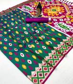 Soft  silk  saree with zari weawing meenakari rich pallu and unique ikkat border