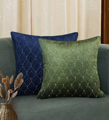 Green Mayur Jaal Embroidered Cushion Cover 18x18 1