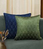 Green Mayur Jaal Embroidered Cushion Cover 18x18