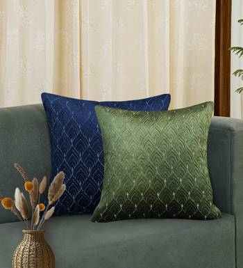 Green Mayur Jaal Embroidered Cushion Cover 18x18 2