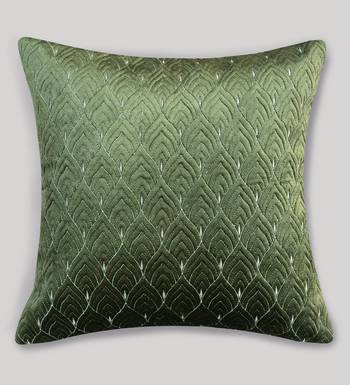 Green Mayur Jaal Embroidered Cushion Cover 18x18 3