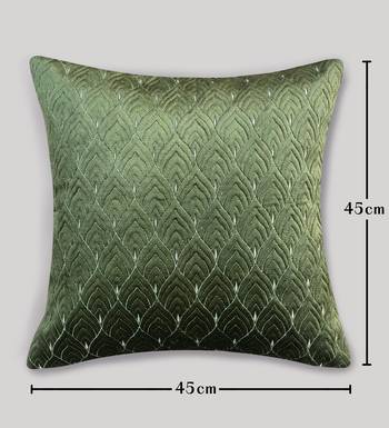 Green Mayur Jaal Embroidered Cushion Cover 18x18 4
