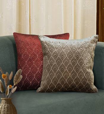 Beige Mayur Jaal Embroidered Cushion Cover 18x18 1