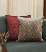 Beige Mayur Jaal Embroidered Cushion Cover 18x18