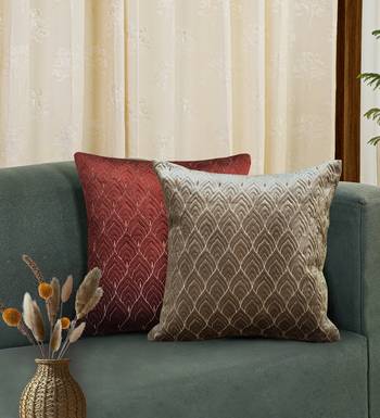 Beige Mayur Jaal Embroidered Cushion Cover 18x18 2