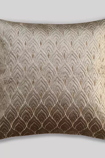 Beige Mayur Jaal Embroidered Cushion Cover 18x18