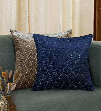Blue Mayur Jaal Embroidered Cushion Cover 18x18 1