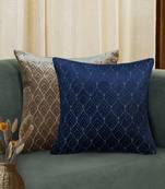 Blue Mayur Jaal Embroidered Cushion Cover 18x18