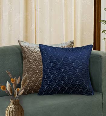 Blue Mayur Jaal Embroidered Cushion Cover 18x18 2