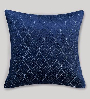 Blue Mayur Jaal Embroidered Cushion Cover 18x18 3