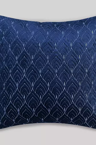 Blue Mayur Jaal Embroidered Cushion Cover 18x18