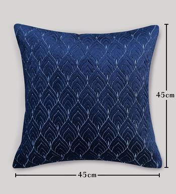 Blue Mayur Jaal Embroidered Cushion Cover 18x18 4