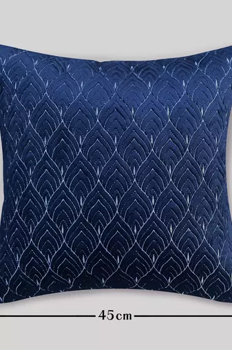 Blue Mayur Jaal Embroidered Cushion Cover 18x18