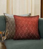Rust Mayur Jaal Embroidered Cushion Cover 18x18