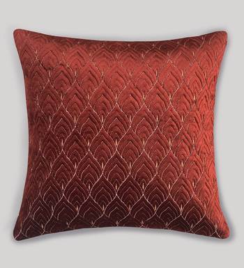 Rust Mayur Jaal Embroidered Cushion Cover 18x18 3