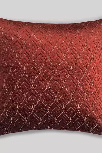 Rust Mayur Jaal Embroidered Cushion Cover 18x18