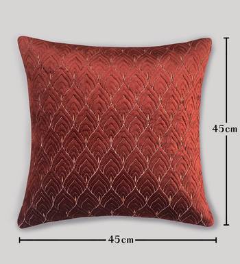 Rust Mayur Jaal Embroidered Cushion Cover 18x18 4