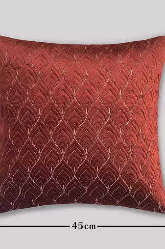 Rust Mayur Jaal Embroidered Cushion Cover 18x18