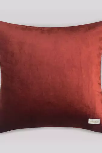 Rust Mayur Jaal Embroidered Cushion Cover 18x18