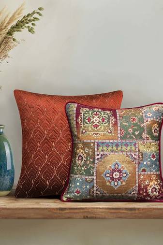 Rang Mahal Cushion Cover 16x16 | Traditional Decorative Pillow for Home Décor