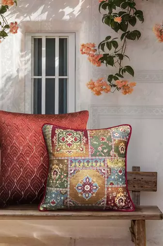 Rang Mahal Cushion Cover 16x16 | Traditional Decorative Pillow for Home D  cor