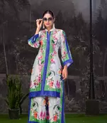 Blue Green Printed Turkish Modal Satin Silk Co-Ord Set