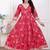 Doriyaan women's red jaipuri printed cotton ethnic anarkali kurta