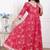 Doriyaan women's red jaipuri printed cotton ethnic anarkali kurta