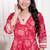 Doriyaan women's red jaipuri printed cotton ethnic anarkali kurta