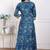 Doriyaan women's blue cotton embroidered neck anarkali kurta