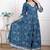 Doriyaan women's blue cotton embroidered neck anarkali kurta