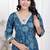 Doriyaan women's blue cotton embroidered neck anarkali kurta