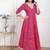 Doriyaan women's pink cotton bandhani ethnic anarkali kurta