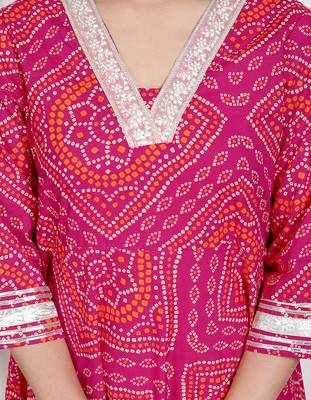  women's pink cotton bandhani ethnic anarkali kurta 5