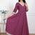 Doriyaan women maroon floral print soft cotton embroidered anarkali kurta