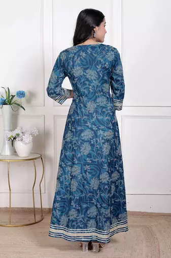  women's jashn hand block printed ethnic anarkali kurta and dupatta