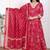 Doriyaan women's red embroidered anarkali kurta and dupatta 