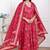 Doriyaan women's red embroidered anarkali kurta and dupatta 