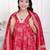Doriyaan women's red embroidered anarkali kurta and dupatta 