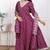 Doriyaan women's maroon embroidered anarkali kurta and dupatta