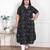 Doriyaan womens plus size pure cotton black floral printed front button a-line kurta