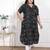 Doriyaan womens plus size pure cotton black floral printed front button a-line kurta