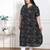 Doriyaan womens plus size pure cotton black floral printed front button a-line kurta