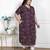 Doriyaan womens plus size wine mandarin neck floral printed a-line party wear kurta