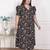 Plus size multicolored pleated puff sleeve floral pure cotton butterfly maxi dress