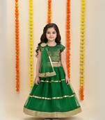 Green plain net stitched lehenga