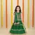 Green plain net stitched sleeveless lehenga